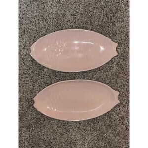 Fish Dish  Pottery  Ron Gordon  1986 Ceramic Pink Italy Pair of 2 Vtg
